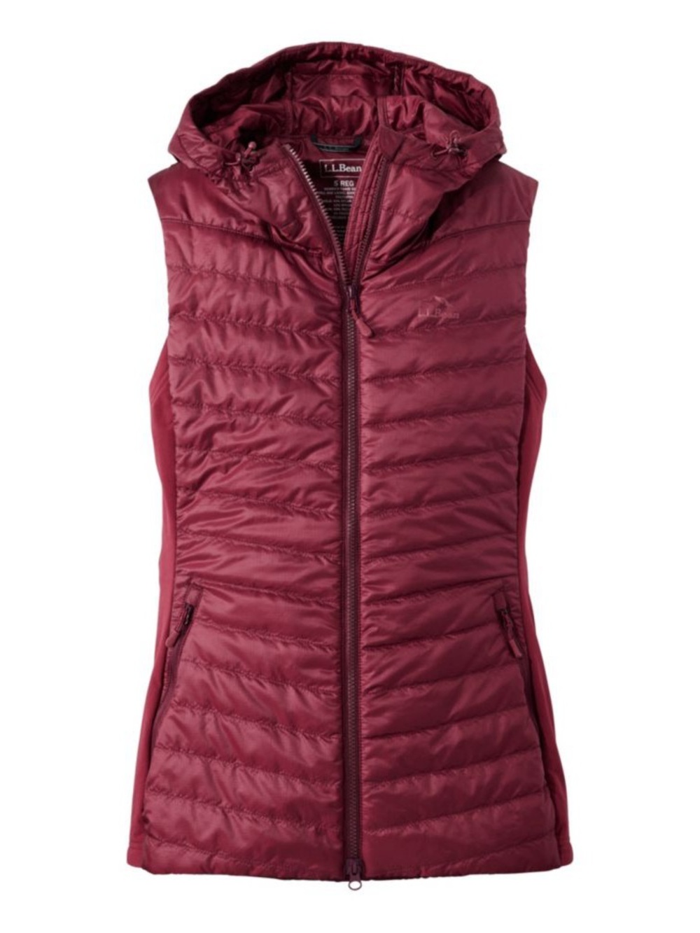 L. L. Bean Women's PrimaLoft Packaway Long Burgundy Vest size XL petite